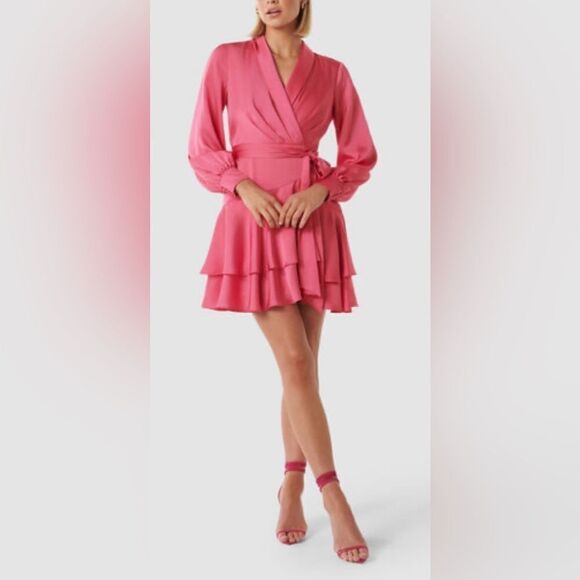 Ever New Melbourne pink belted mini dress, US2 - Picture 3 of 15